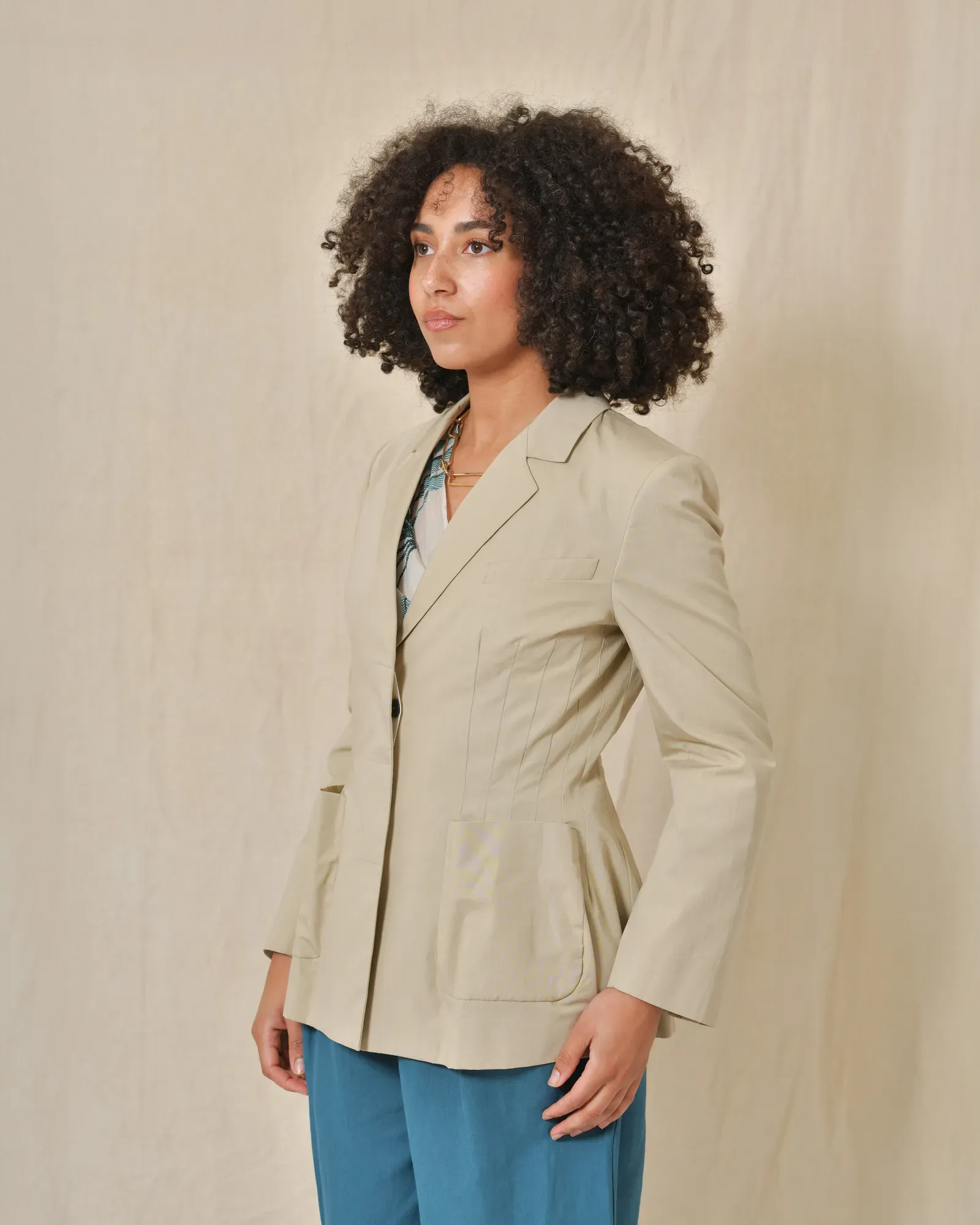 Veste en coton taupe à pinces Hache