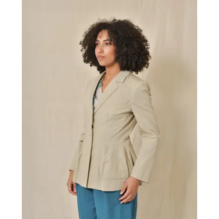 Veste en coton taupe à pinces Hache