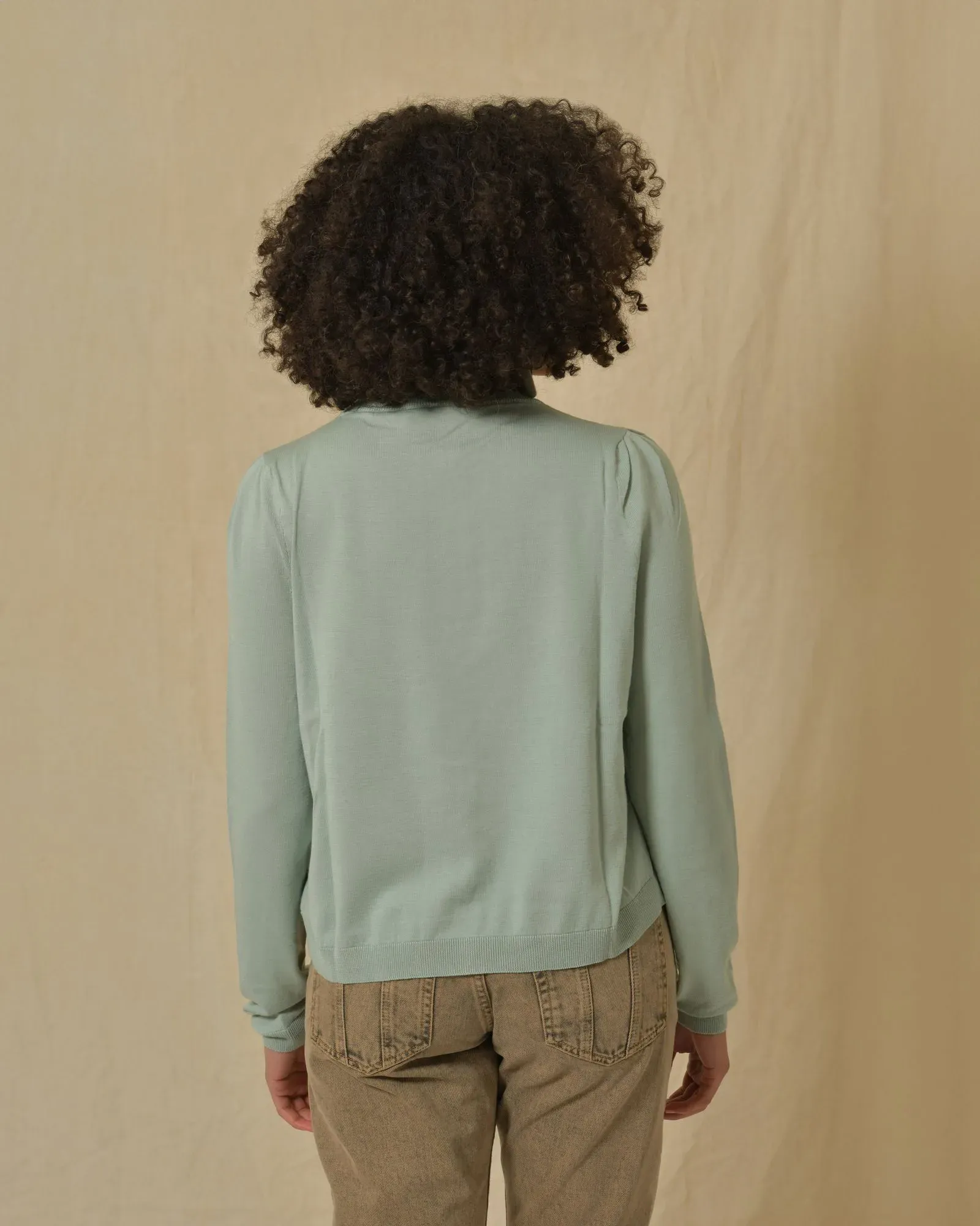 Cardigan en coton fin vert Liviana Conti