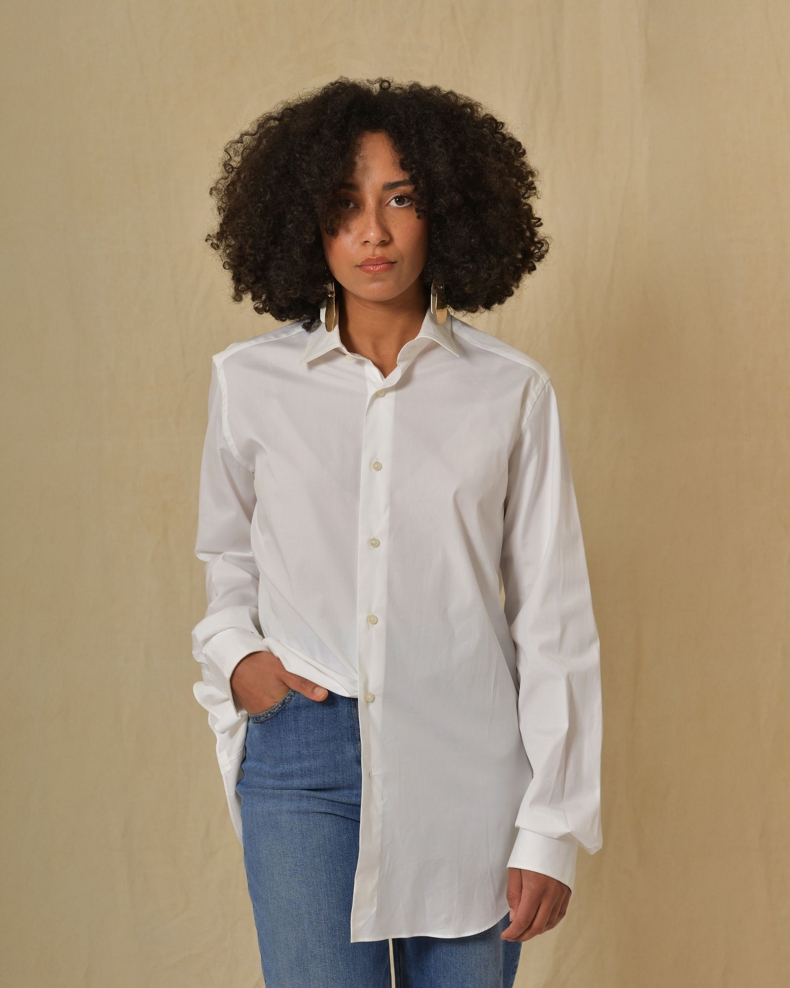 Chemise en coton blanc Peserico