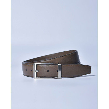 Ceinture en cuir lisse marron réglable Falorni