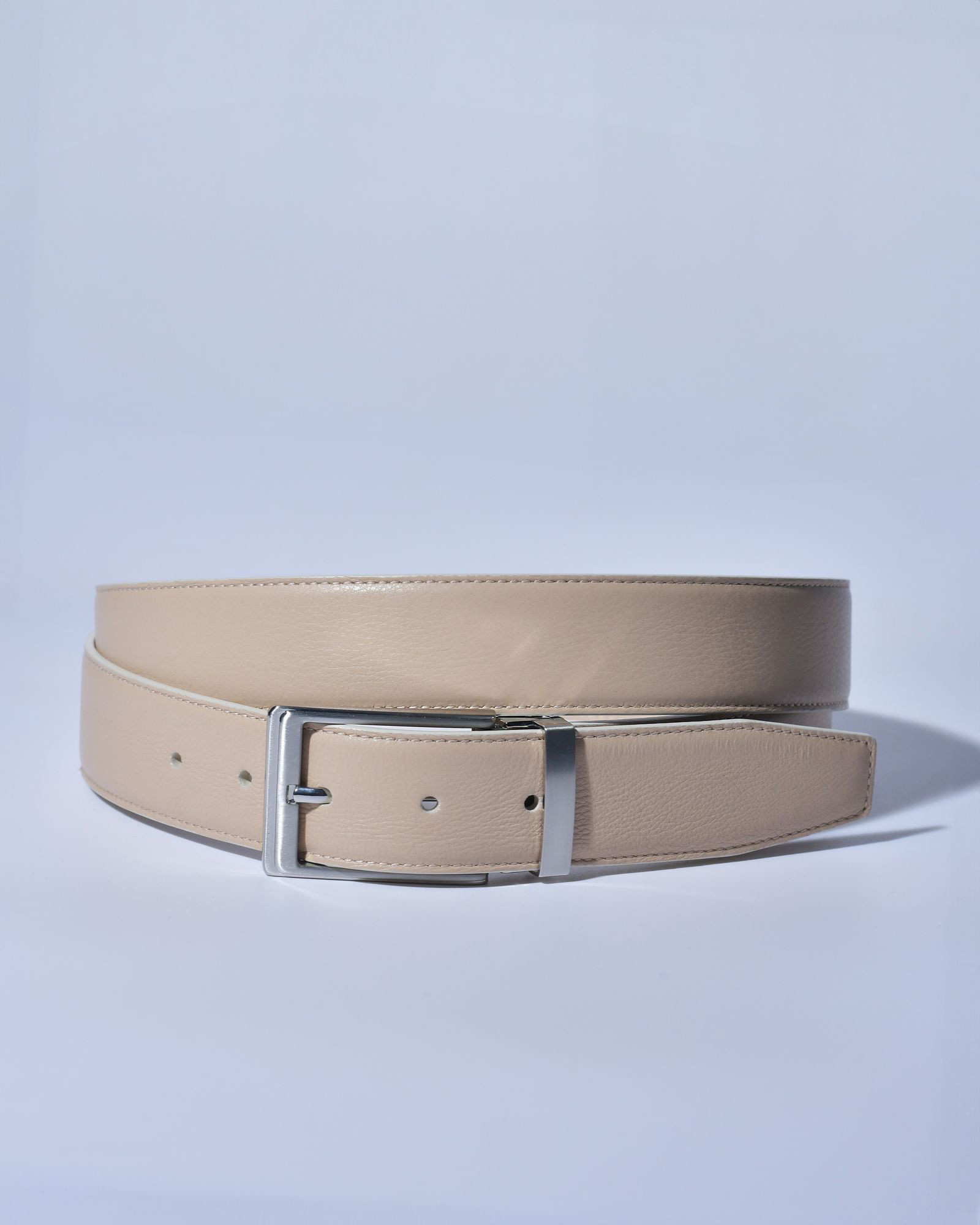 Ceinture en cuir texturé beige réglable Falorni