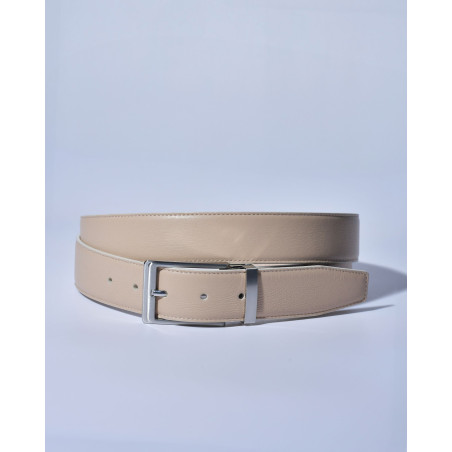 Ceinture en cuir texturé beige réglable Falorni