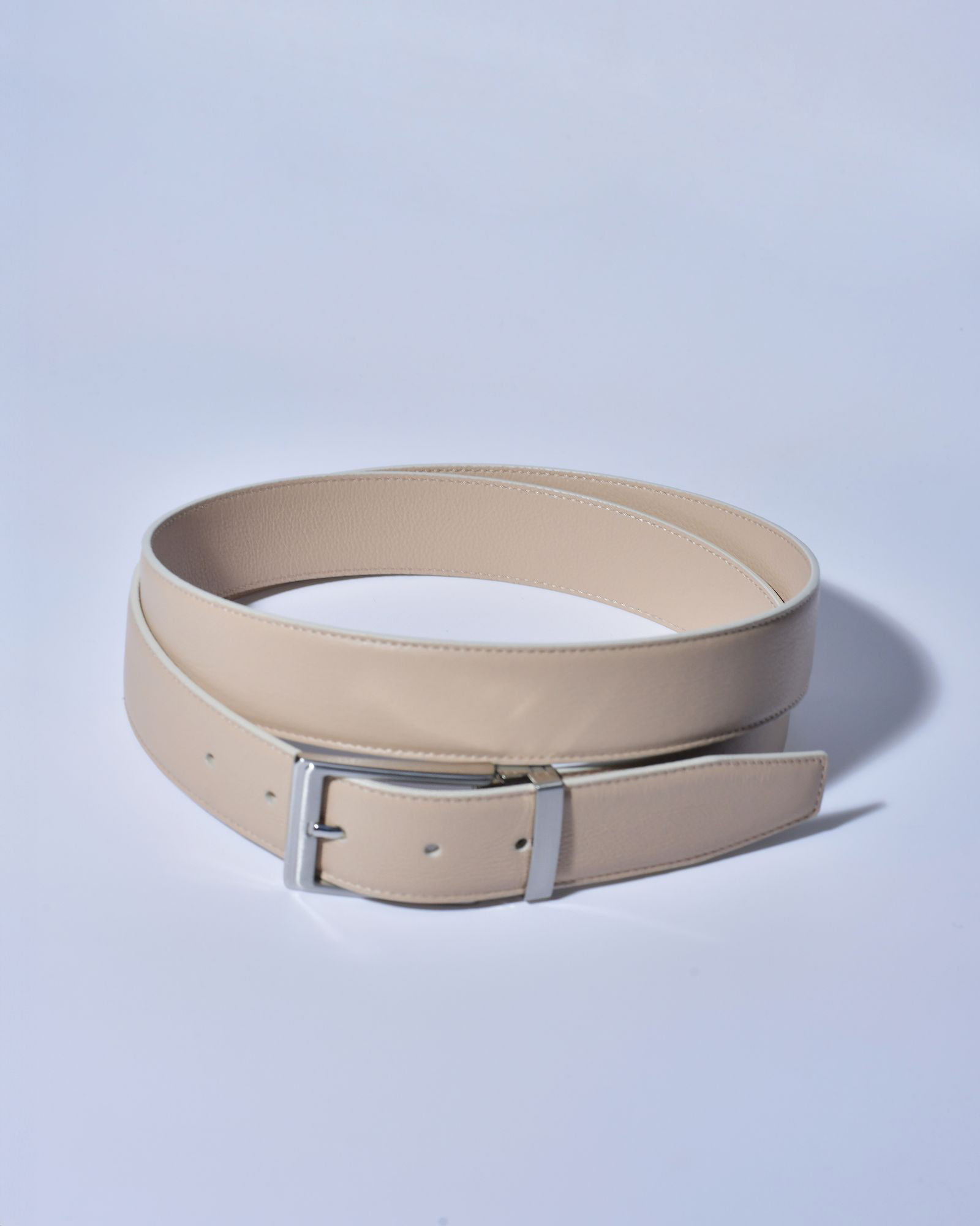 Ceinture en cuir texturé beige réglable Falorni