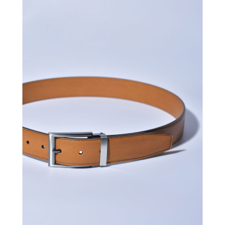 Ceinture en cuir lisse velouté camel réglable Falorni