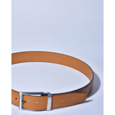 Ceinture en cuir lisse velouté camel réglable Falorni