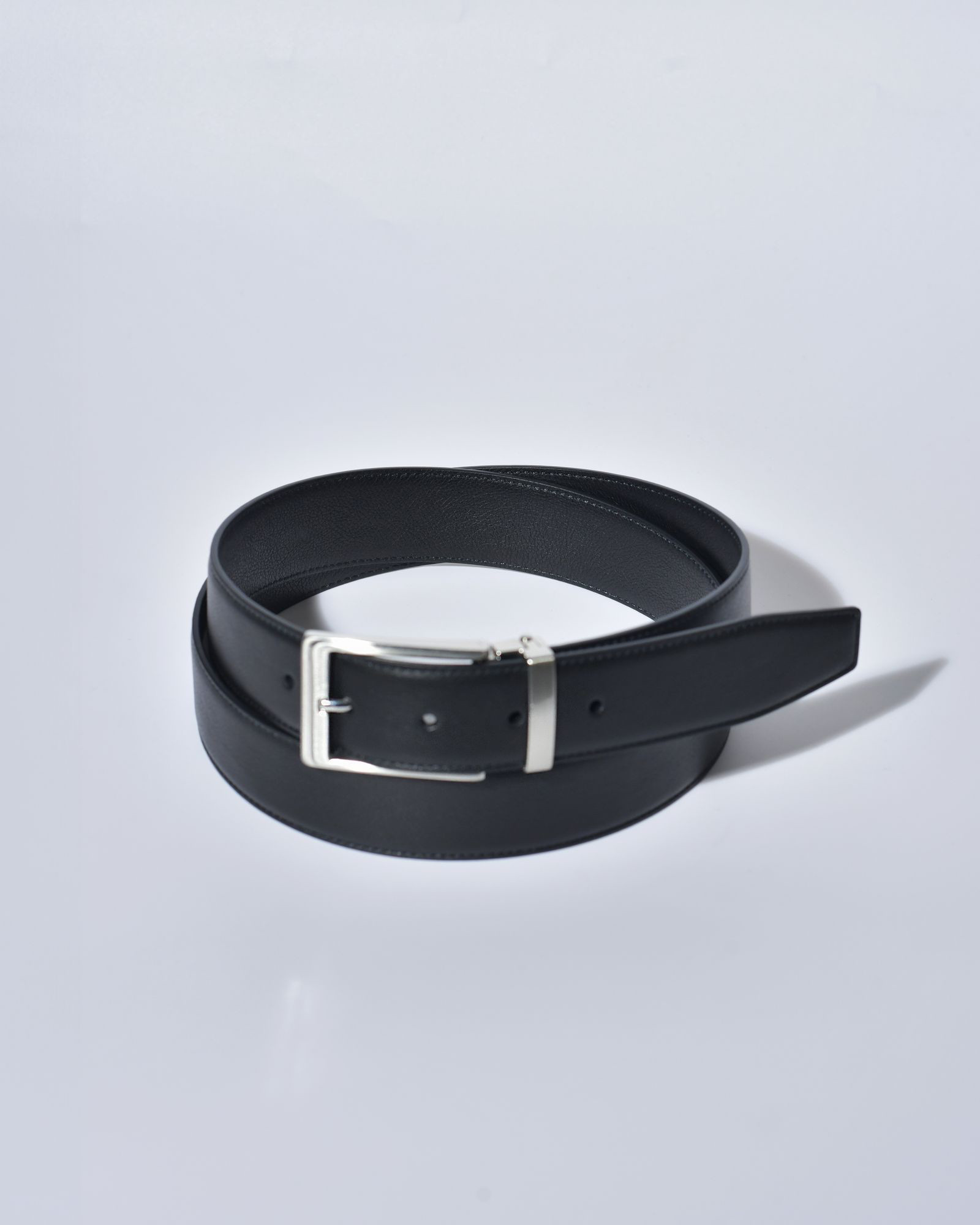 Ceinture en cuir noir texturé réglable Falorni