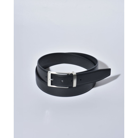 Ceinture en cuir noir texturé réglable Falorni