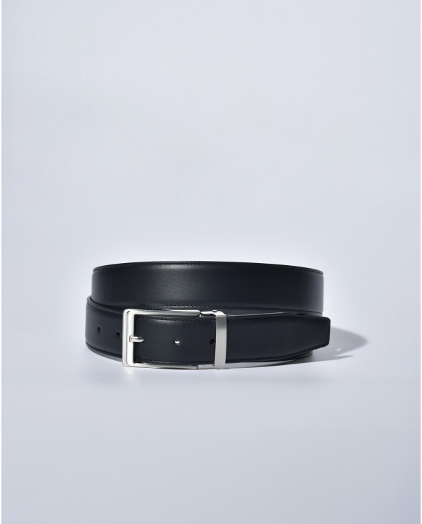 Ceinture en cuir noir lisse réglable Falorni