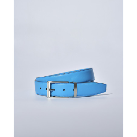 Ceinture en cuir lisse bleu réglable Falorni