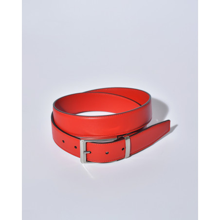 Ceinture en cuir lisse rouge réglable Falorni