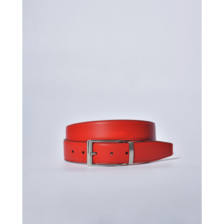 Ceinture en cuir lisse rouge réglable Falorni