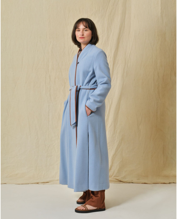 Manteau en laine vierge bleu Forte Forte