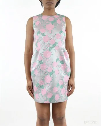 Robe rose et verte fleurie lumineuse Edward Achour 