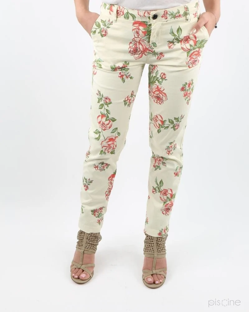 Pantalon beige fleuri May June 