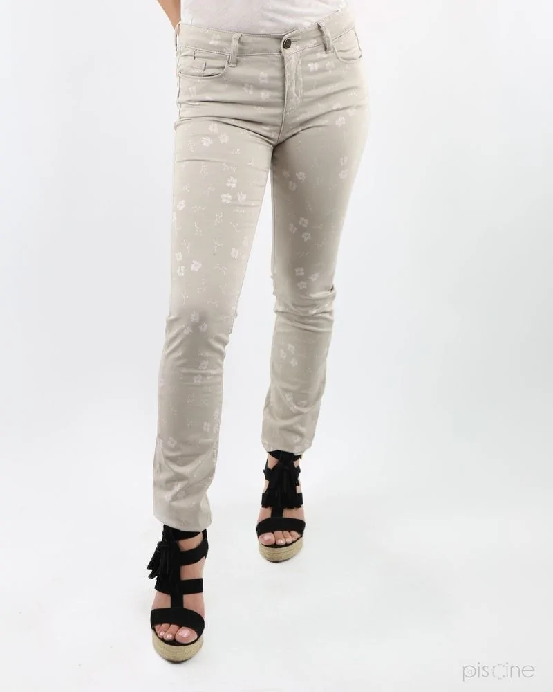 Pantalon beige avec fleurs May June 