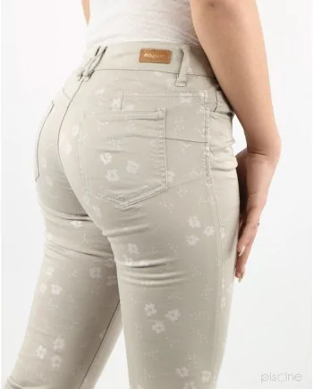 Pantalon beige avec fleurs May June 