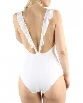 Maillot de bain blanc volanté Pamela de Beaumane 