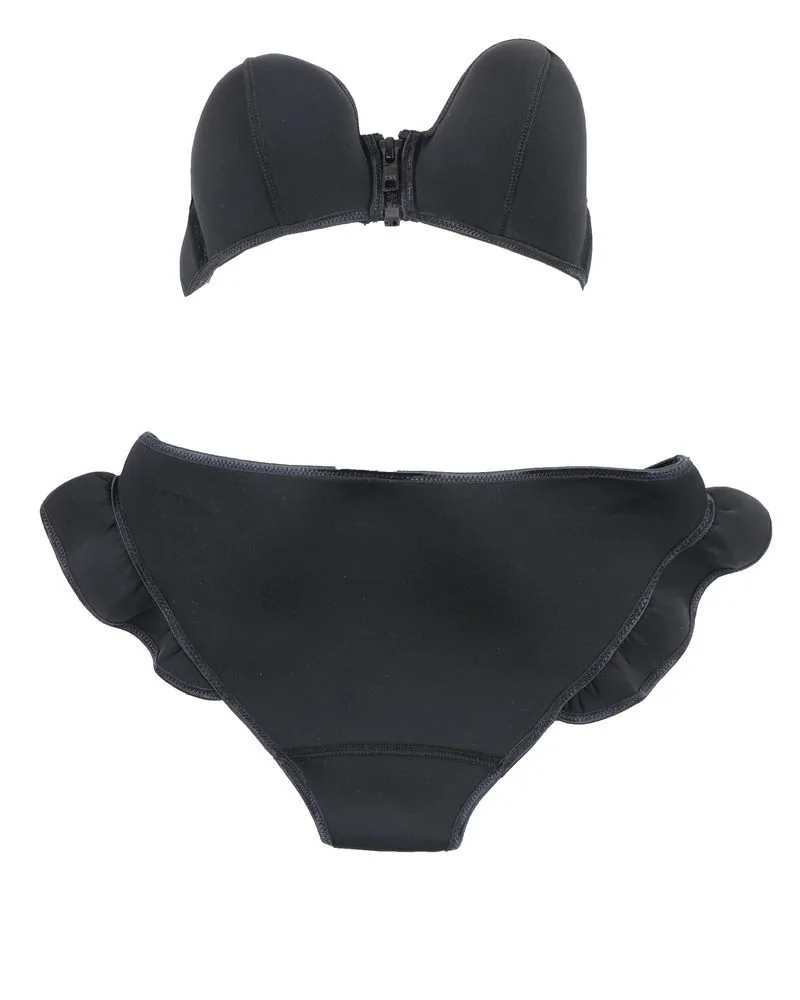 Bikini noir zippé en néoprène Pamela de Beaumane 