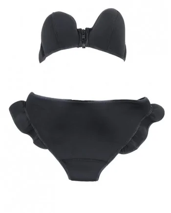 Bikini noir zippé en néoprène Pamela de Beaumane 