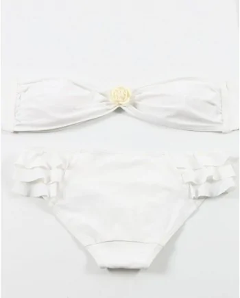 Bikini blanc à broche et volants Pamela de Beaumane 