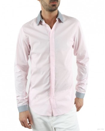 Chemise rose à bordures grises Ly Adams 