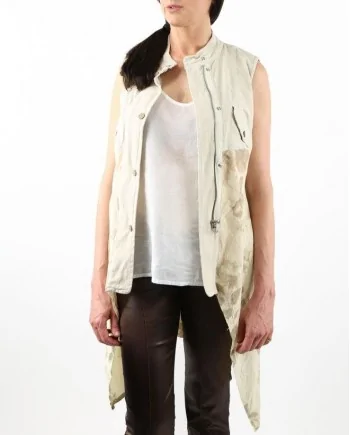 Veste beige en laine et coton Foce 