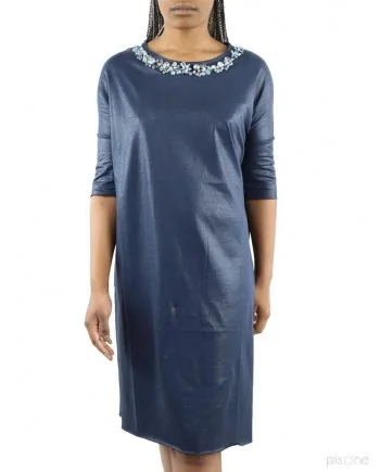 Robe bleue col bijoux  Jijil 