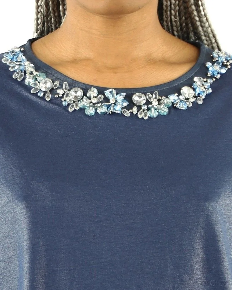 Robe bleue col bijoux  Jijil 