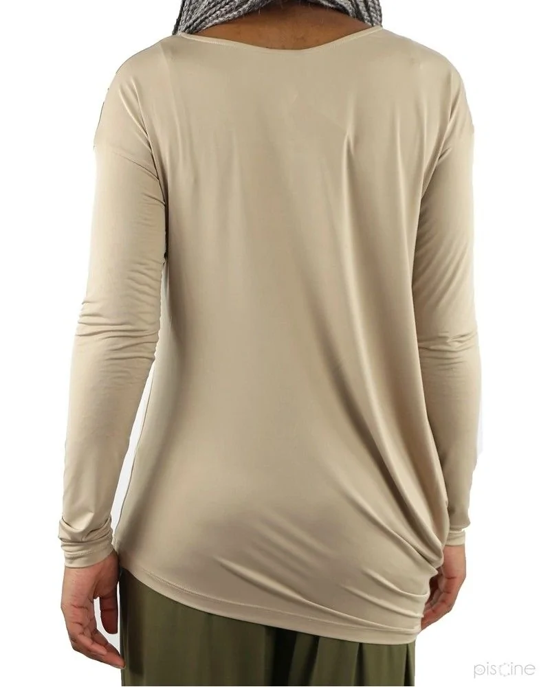 Blouse asymétrique froncée à bijoux beige Jijil 