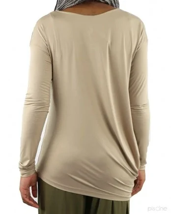 Blouse asymétrique froncée à bijoux beige Jijil 