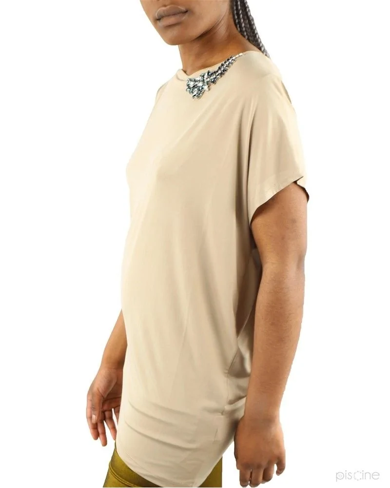 Top beige asymétrique à broche  Jijil 