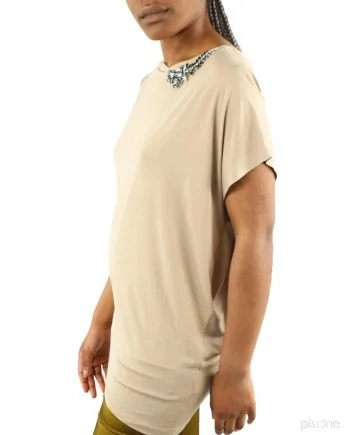 Top beige asymétrique à broche  Jijil 