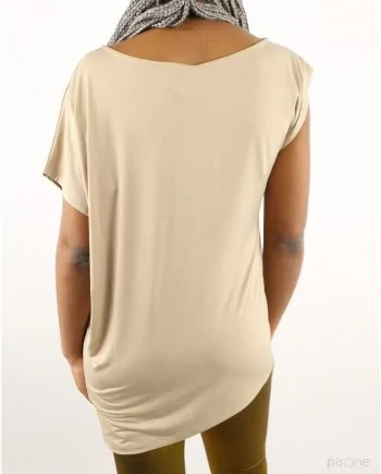 Top beige asymétrique à broche  Jijil 