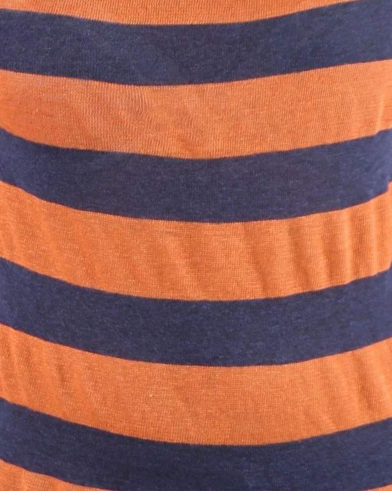 Pull fin en lin rayé orange et bleu Liis Japan 