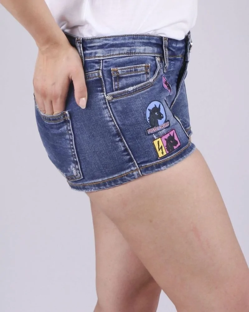 Short en jean à patchs Frankie Morello 