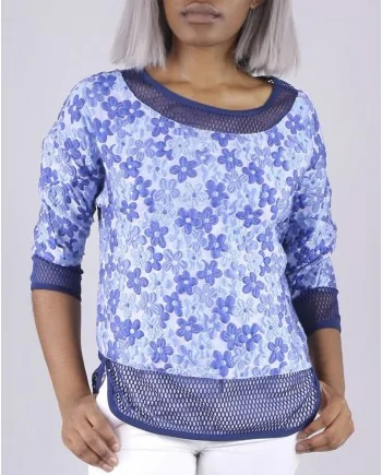 Top bleu fleuri Frankie Morello 