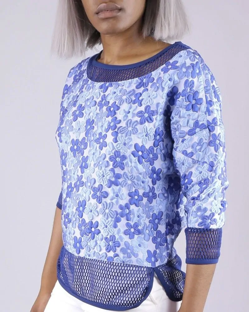 Top bleu fleuri Frankie Morello 