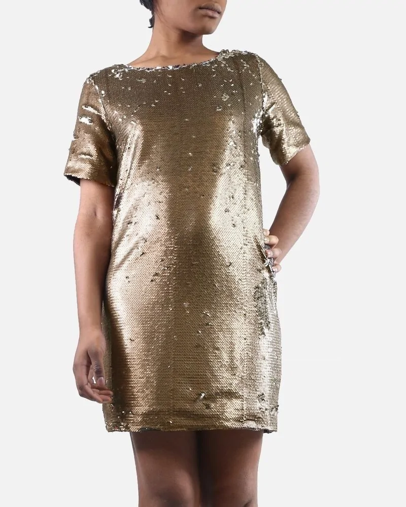 Robe dorée/argent à sequins Isabelle Blanche 