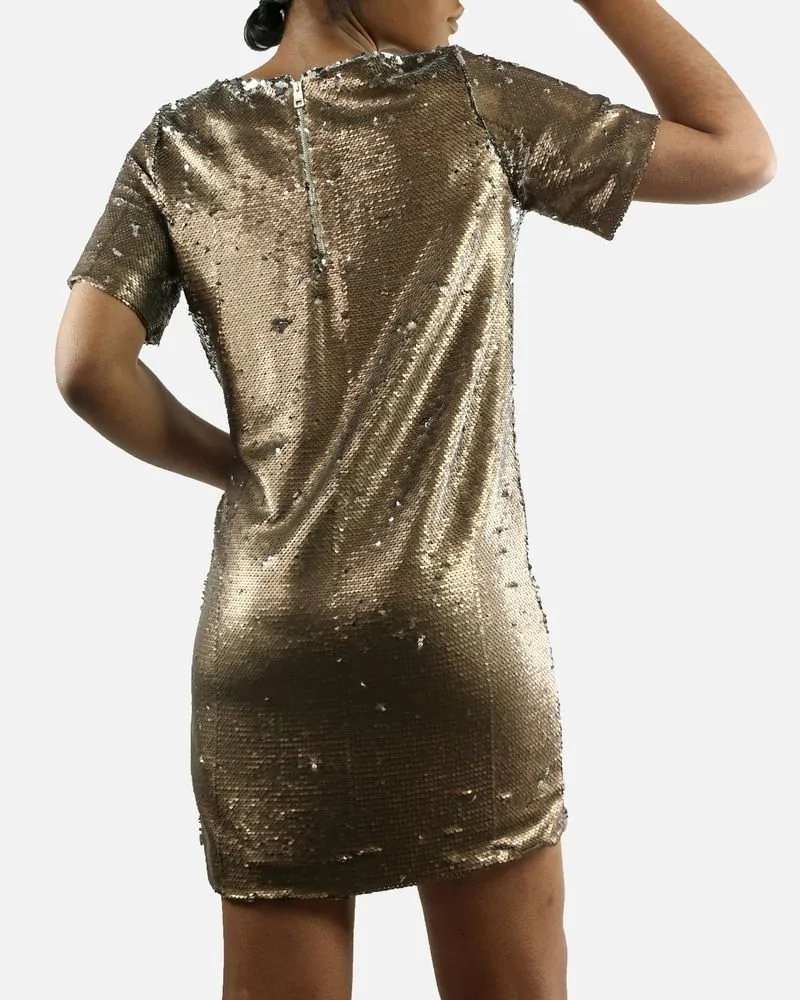 Robe dorée/argent à sequins Isabelle Blanche 