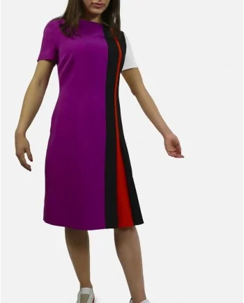 Robe à rayures graphique en soie violette Fendi 