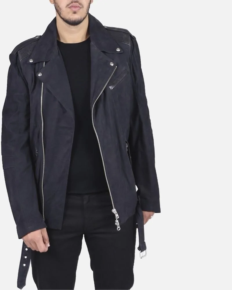 Blouson noir texturée en cuir Lords & Fools 