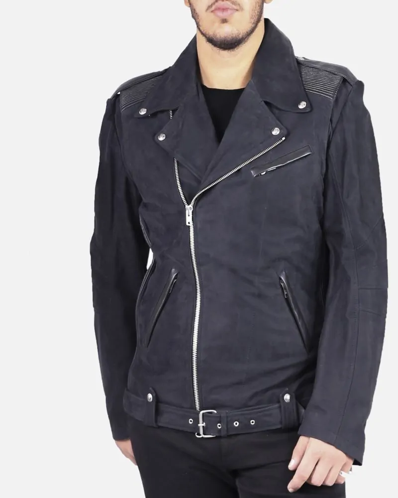 Blouson noir texturée en cuir Lords & Fools 