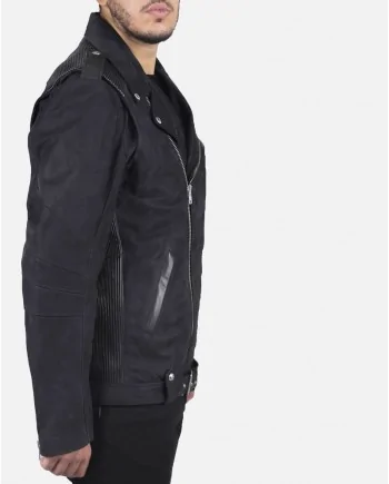 Blouson noir texturée en cuir Lords & Fools 