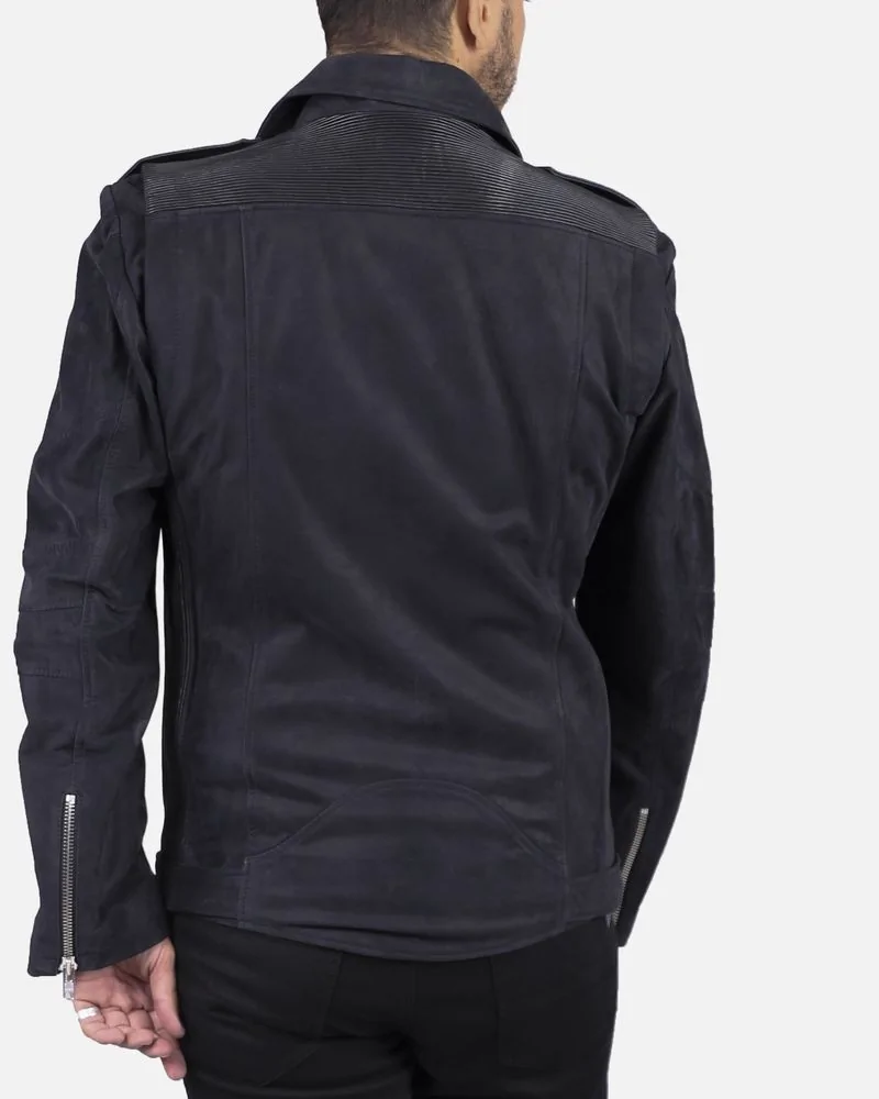 Blouson noir texturée en cuir Lords & Fools 