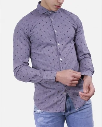 Chemise en coton gris à fleurs & carreaux Dickson 