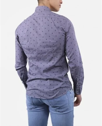 Chemise en coton gris à fleurs & carreaux Dickson 