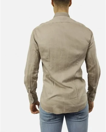 Chemise en coton beige à très fine rayures Dickson 