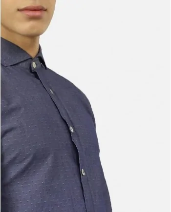 Chemise en coton bleu à pois effet taffetas Dickson 