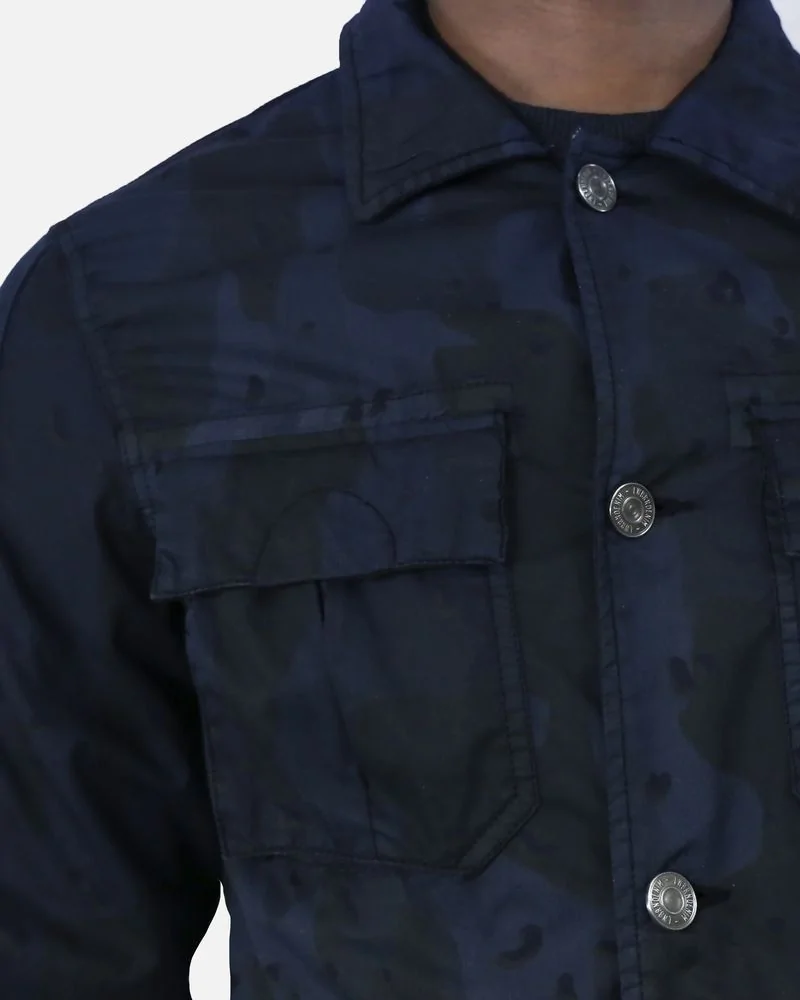 Blouson en coton imprimé camouflage bleu Low Brand 